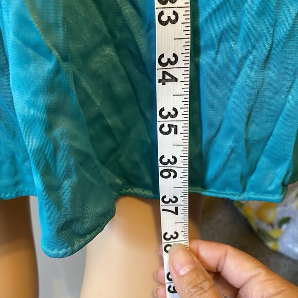 Vtg VanityFair Nightgown Robe Peignoir Everydaywear Nylon Turquoise USA Fairy S - Picture 3 of 8